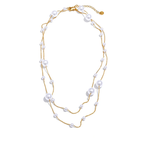 Bellartini 18K Gold 90+5 cm Elegant Simulated Pearl Beads Long Daily Sweater Chain Necklace WP Chic