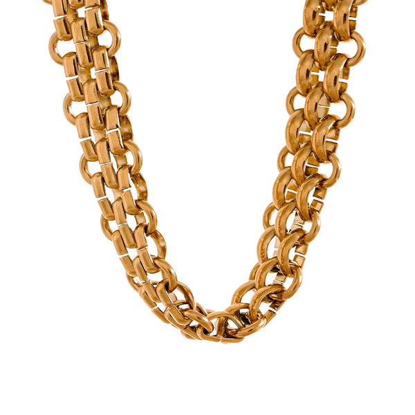 Bellartini 18k Gold Plated Cuban Chain Necklace Bracelet Set WP Venice