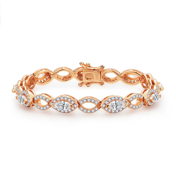 Bellartini 18K White Gold S925 Sterling Silver Pear 6.2ct Moissanite Tennis Bracelet