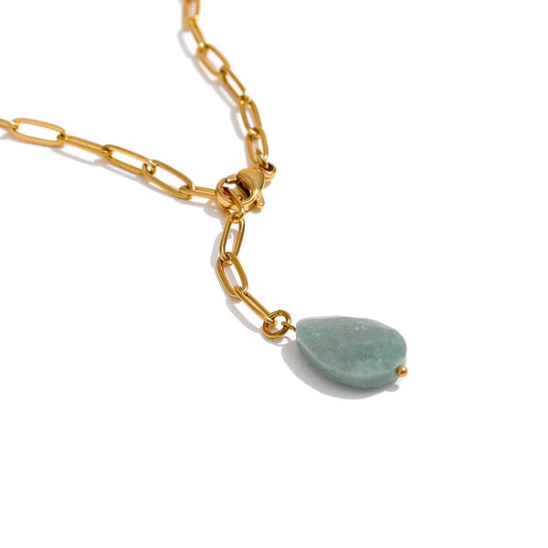 Bellartini 18k Gold Natural Stone Agate Pendant Necklace Venice
