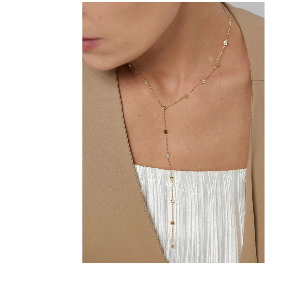 Bellartini 18K Gold Bead Long Pendant Necklace Minimalist