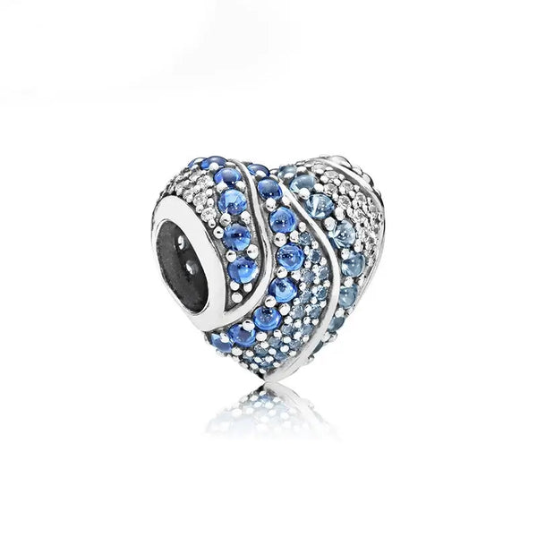 Bellartini Aqua Heart Pendant Charm Fit Pandora Bracelet Bangle Necklace
