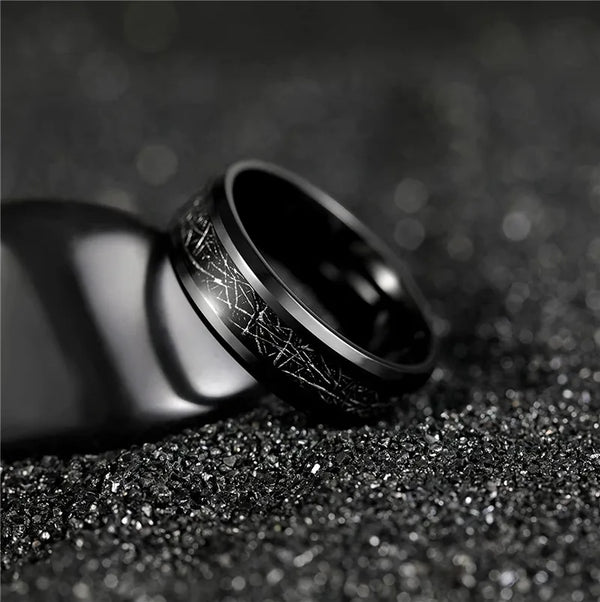 Bellartini Udine Black Titanium Ring with Sandstone Inlay for Men