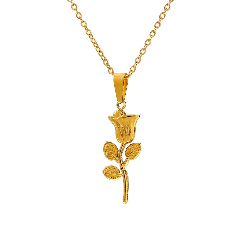 Bellartini Gold Rose Flower Pendant Necklace WP Venice