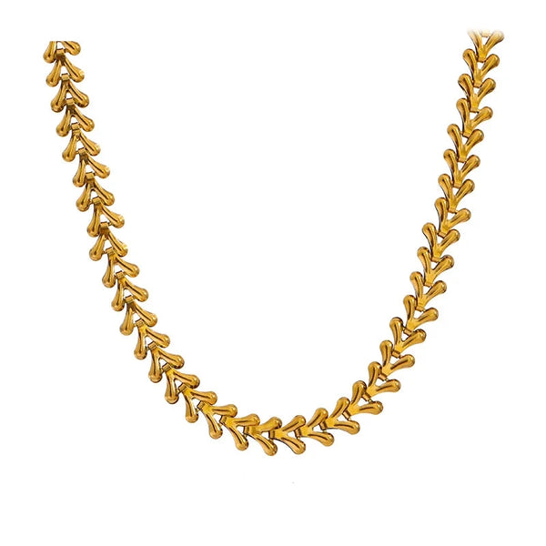 Bellartini Gold Leaf Necklace Minimalist Metal Texture Collar Venice