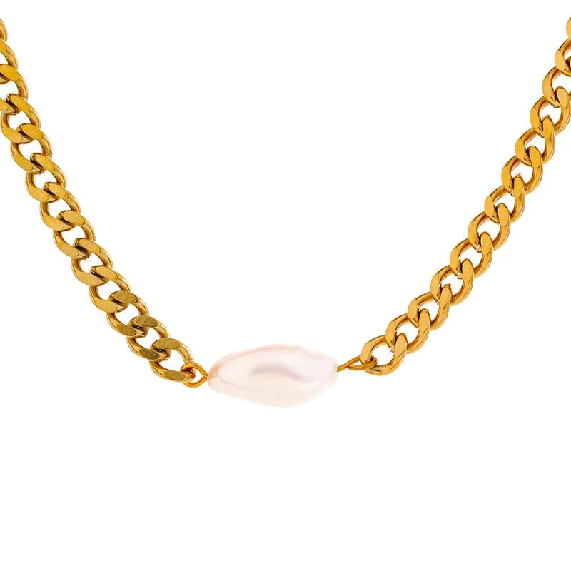 Bellartini Gold Natural Pearl Necklace Venice