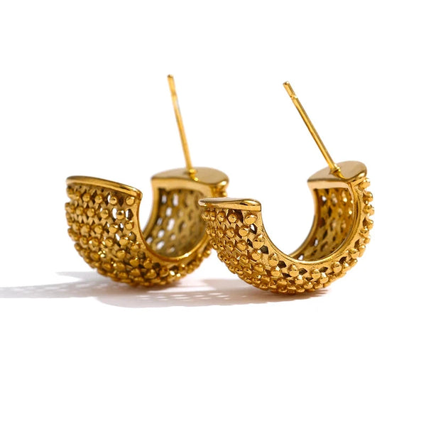 Bellartini Gold Unusual Geometric Stud Earrings Venice