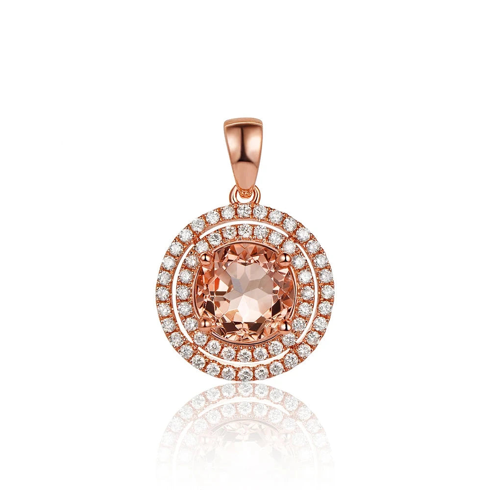 Bellartini 14k Rose Gold Engagement Pendant 1.89ct IF Round Morganite Diamond