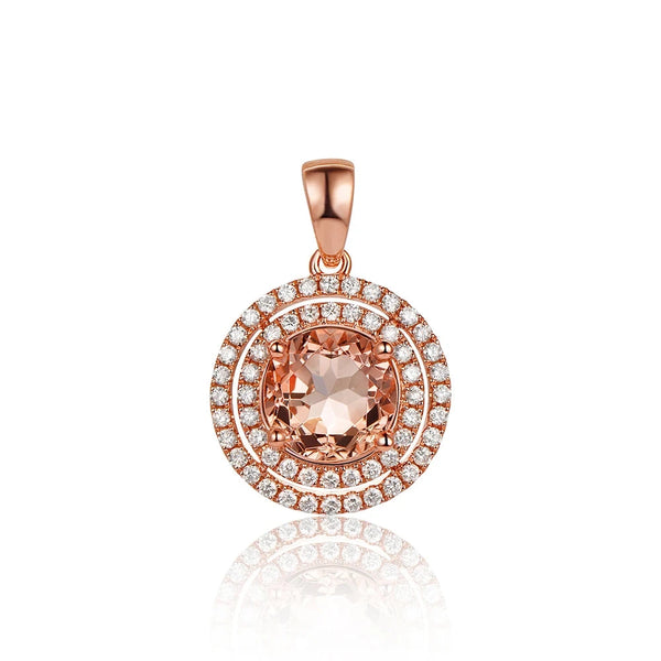 Bellartini 14k Rose Gold Engagement Pendant 1.89ct IF Round Morganite Diamond