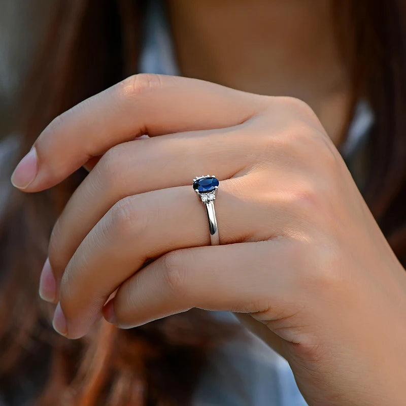 Bellartini 14kt White Gold Deep Dark Natural Blue Sapphire H SI Diamond Exquisite Engagement Ring