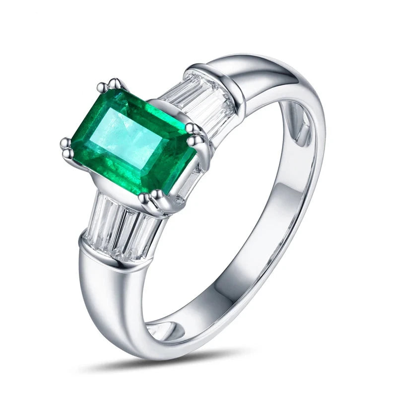 Bellartini 14k White Gold 1.02ct Natural Emerald & 0.40ct Diamond Ring