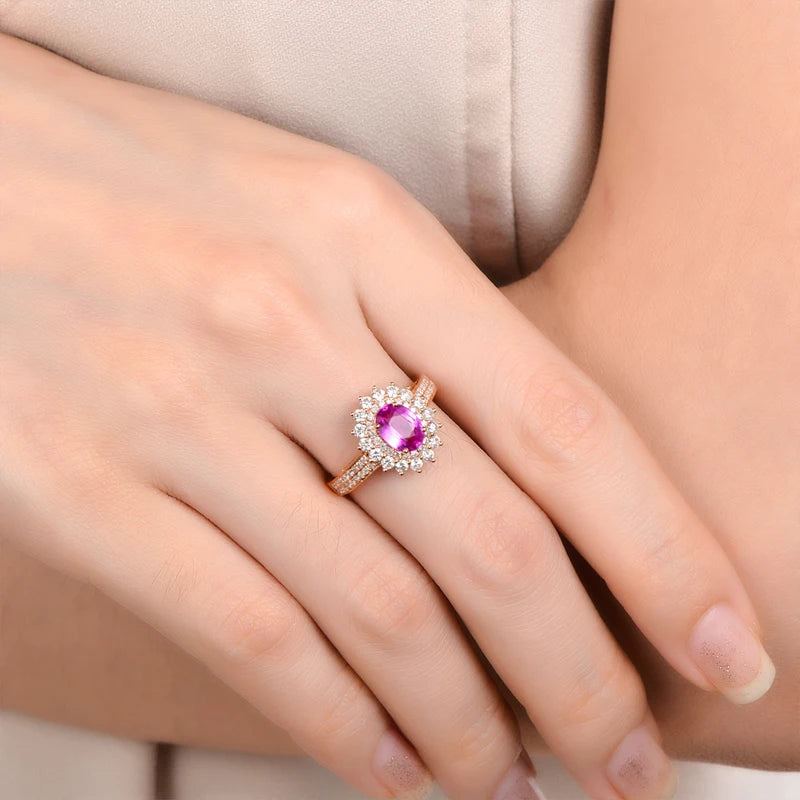 Bellartini 18k Gold Engagement Ring with 1.02ct Pink Sapphire & 0.65ct Diamond