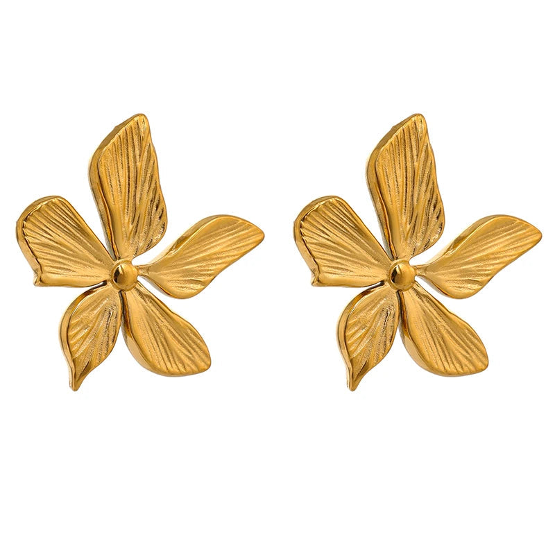 Bellartini Florence Gold Flower Earrings Floral Modern WP