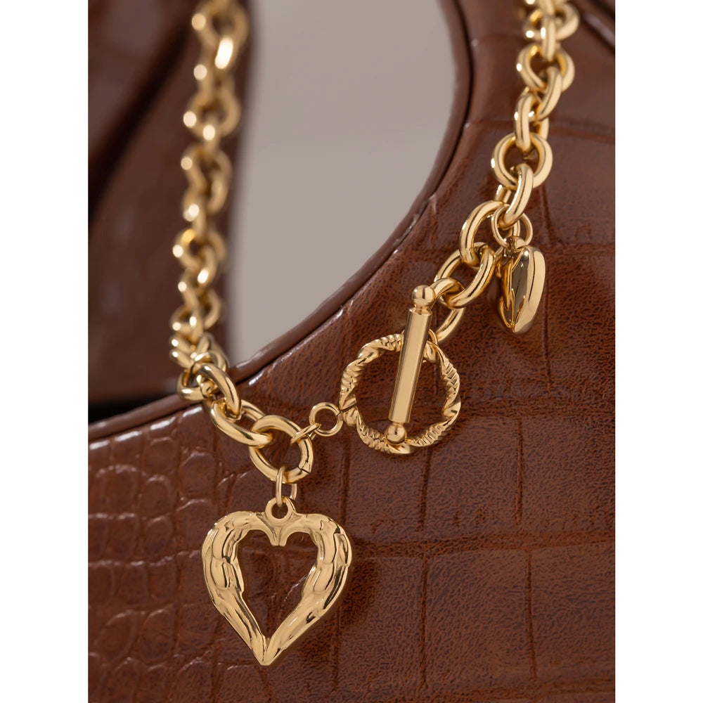 Bellartini Gold Heart Geometric Chain Collar Necklace