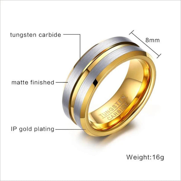 Bellartini Verona Gold and Silver Tungsten Ring for Men