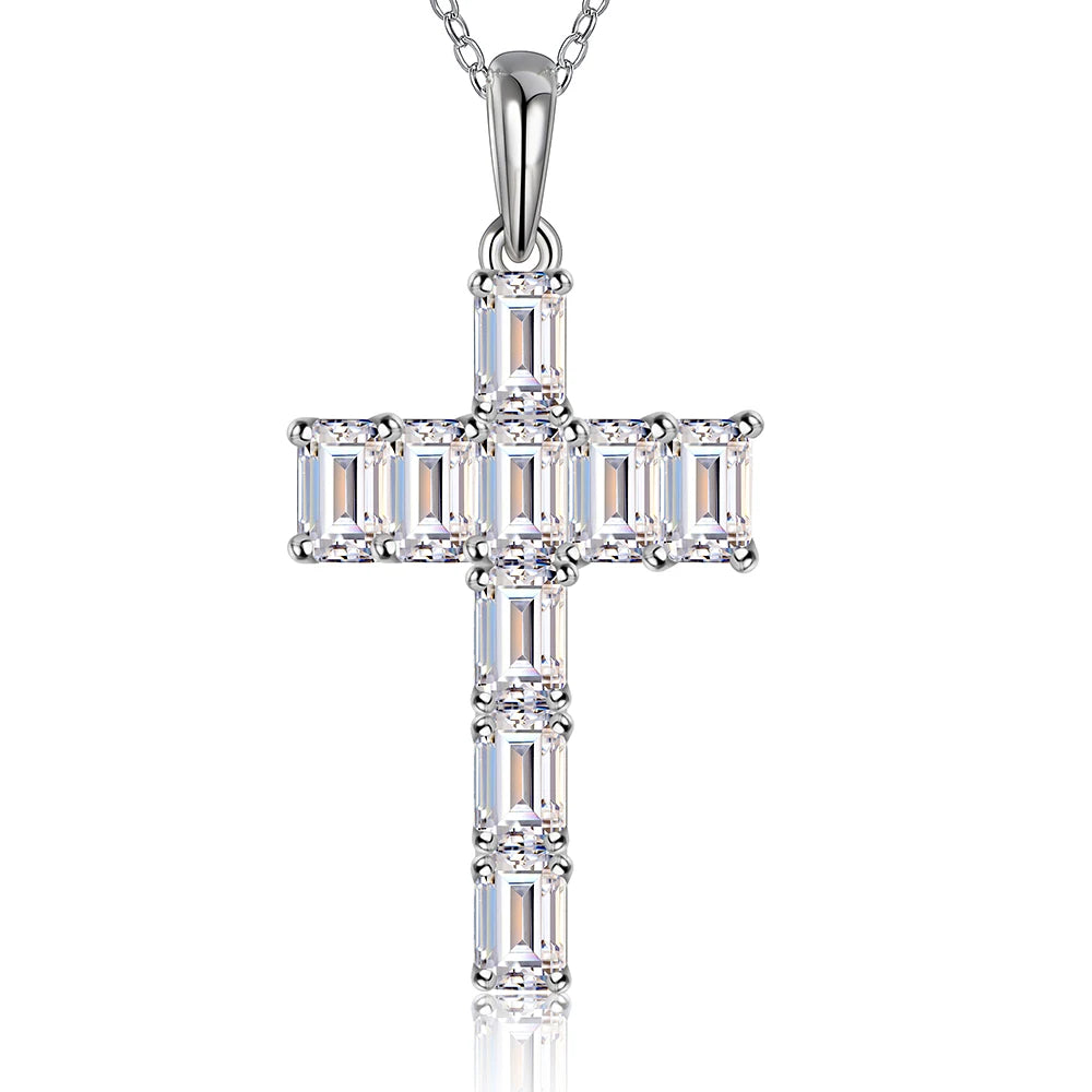 Bellartini Gold Moissanite Cross Pendant Necklace 925 Silver