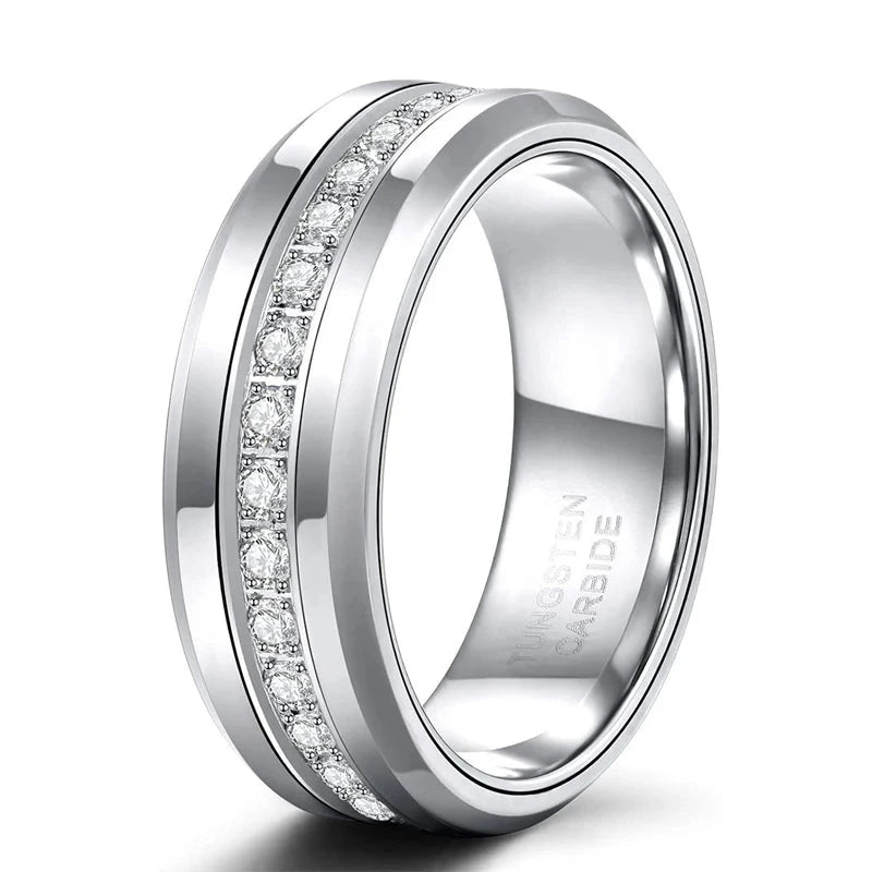 Bellartini Milan Tungsten Ring with Cubic Zirconia for Men