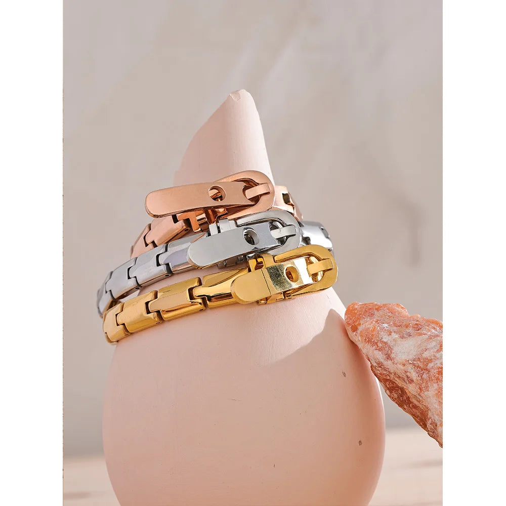 Bellartini Gold Texture Chain 3 Colors Cuban Bracelet Bangle WP Venice.