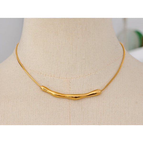 Bellartini 18K Gold PVD Plated Chain Cast Pendant Clavicle Necklace WP