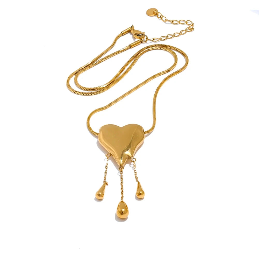 Bellartini Gold Unique Heart Water Drop Necklace WP Venice