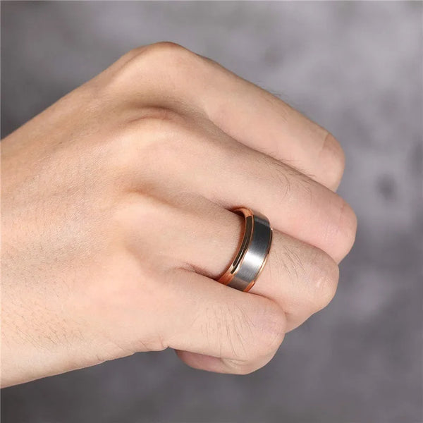 Bellartini Torino Rose Gold Tungsten Ring for Men