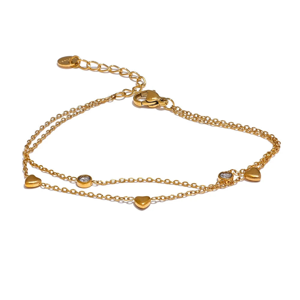 Bellartini Gold Delicate Chain Heart Zircon Bracelet WP