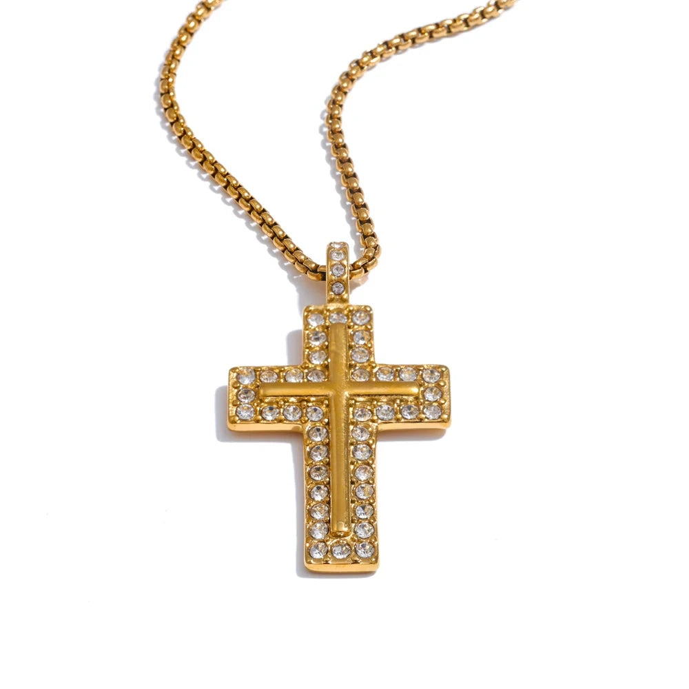 Bellartini 18k Gold Cubic Zirconia Cross Necklace Pendant