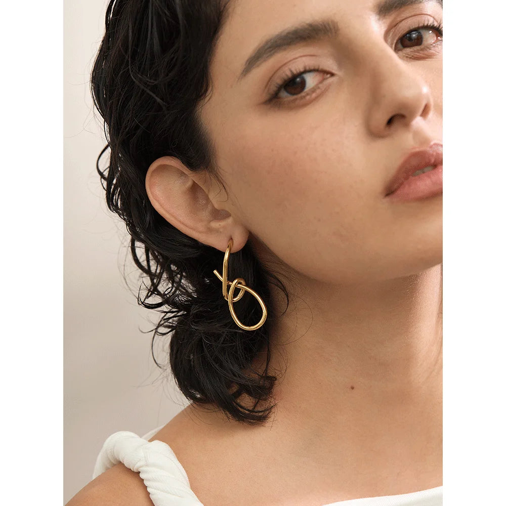 Bellartini Gold Personalized Geometric Big Drop Earrings WP