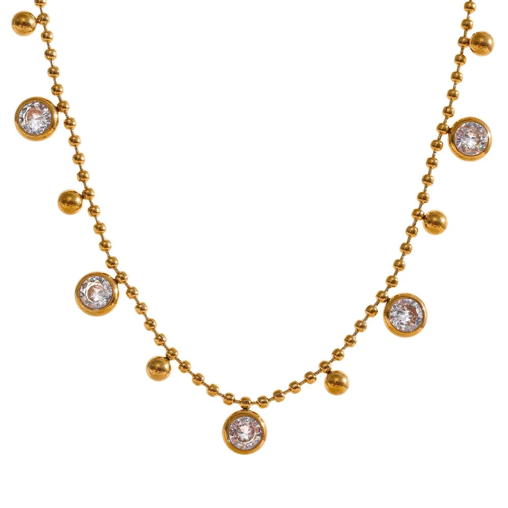 Bellartini Gold Shiny Cubic Zirconia Chain Necklace WP