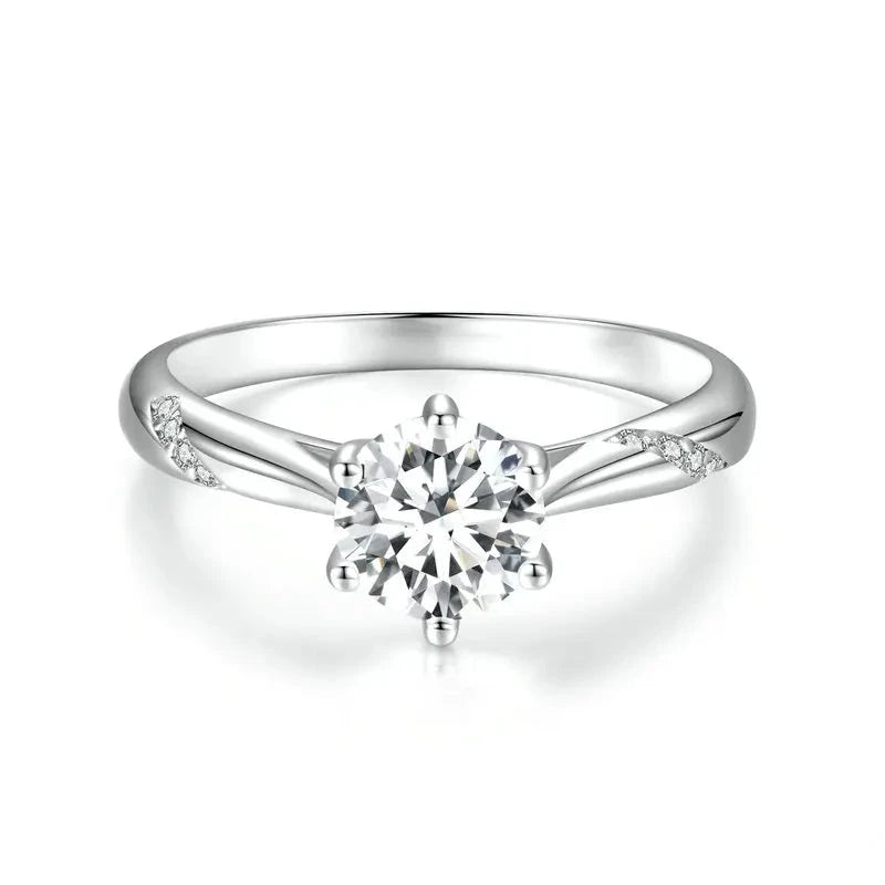 Bellartini S925 Sterling Silver 1ct Round Moissanite Diamond Solitaire Engagement Ring