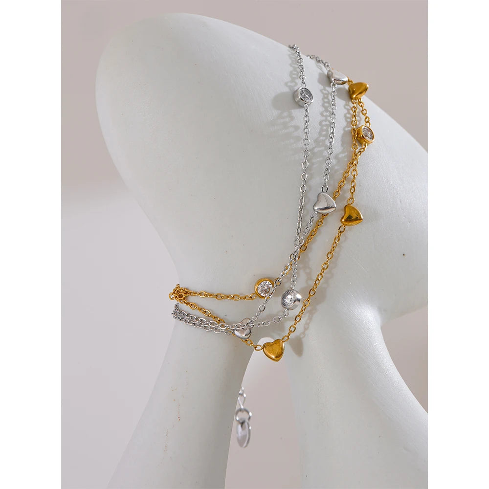 Bellartini Gold Delicate Chain Heart Zircon Bracelet WP