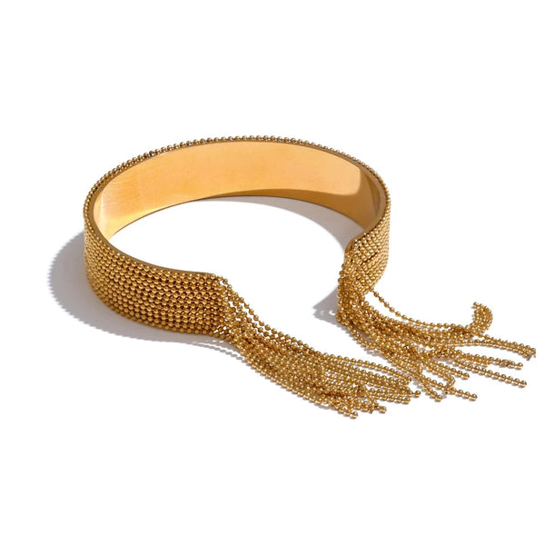 Bellartini 18k Gold Chain Tassel Cuff Bracelet