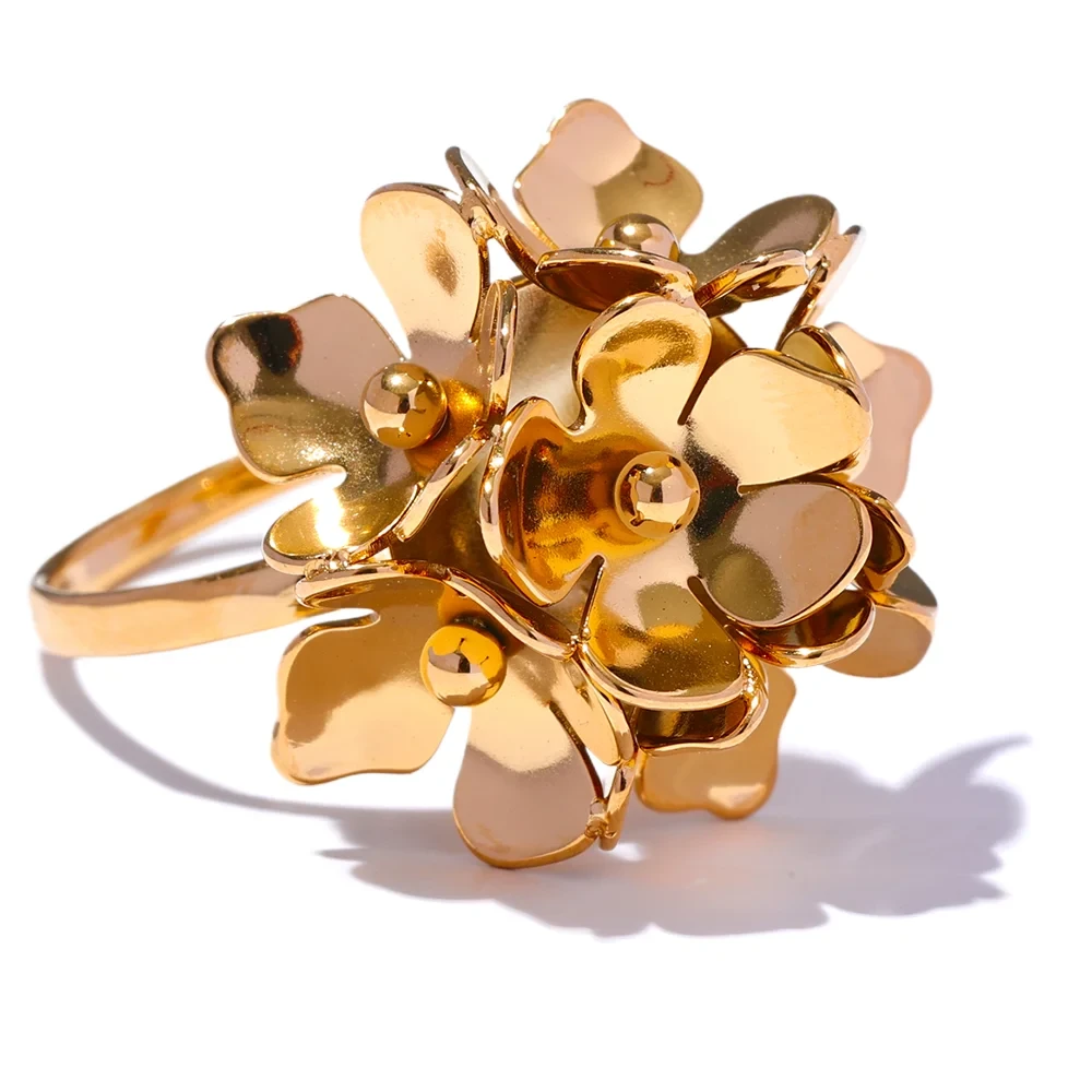 Bellartini Gold Fashion Stereoscopic Flower Adjustable Ring