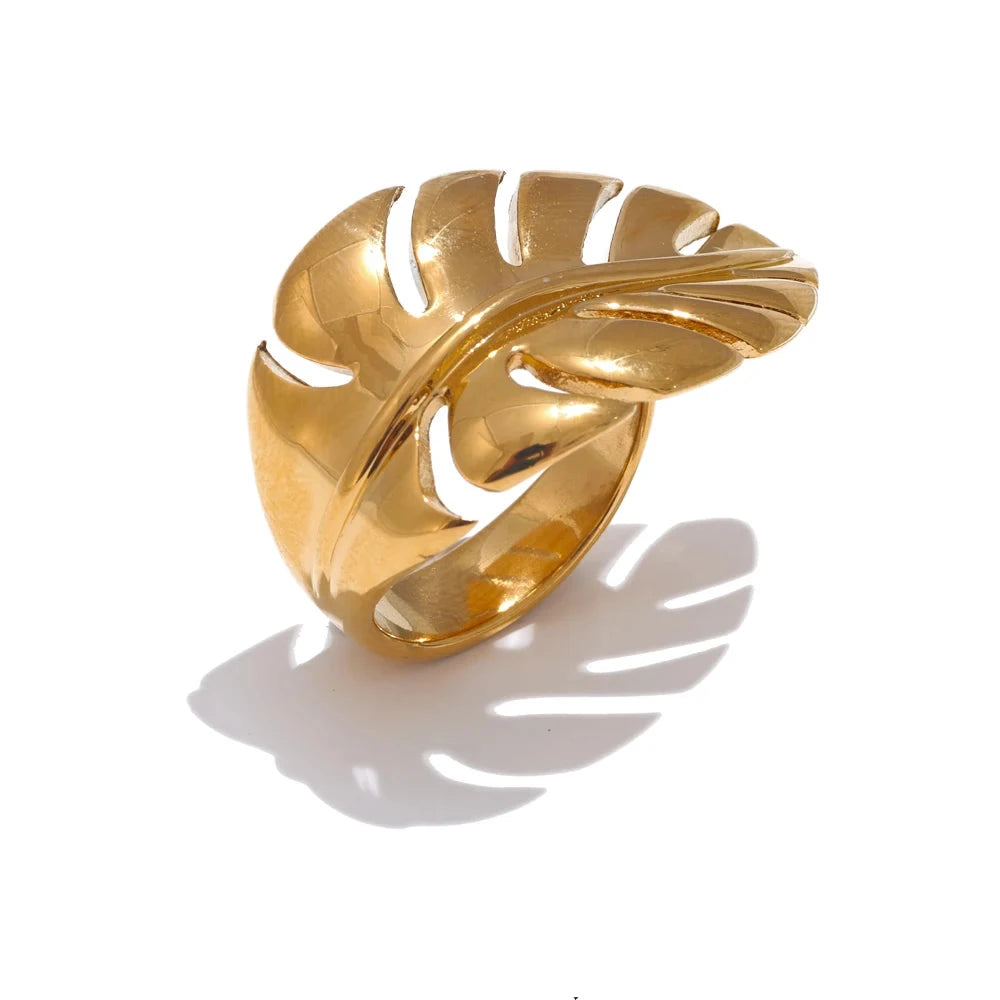 Bellartini Gold Metal Leaf Leaves Open Ring WP Venice