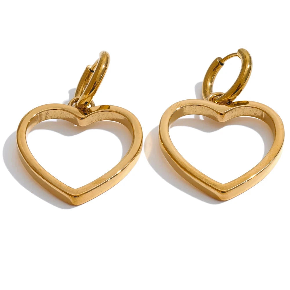 Bellartini Gold Fashion Heart Hollow Hoop Earrings