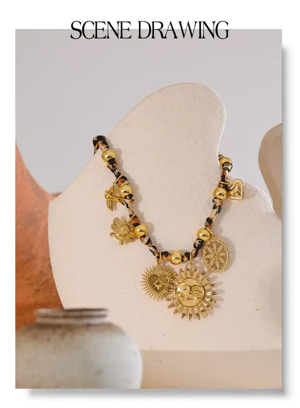 Bellartini Verona 18k Gold Leopard Sun Flower Heart Necklace WP