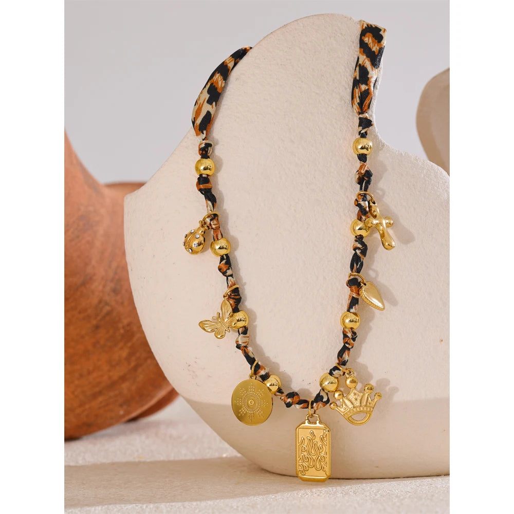 Bellartini Gold Leopard Print Handmade Charm Necklace