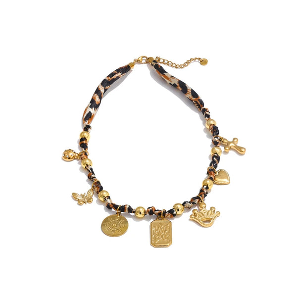 Bellartini Gold Leopard Print Handmade Charm Necklace