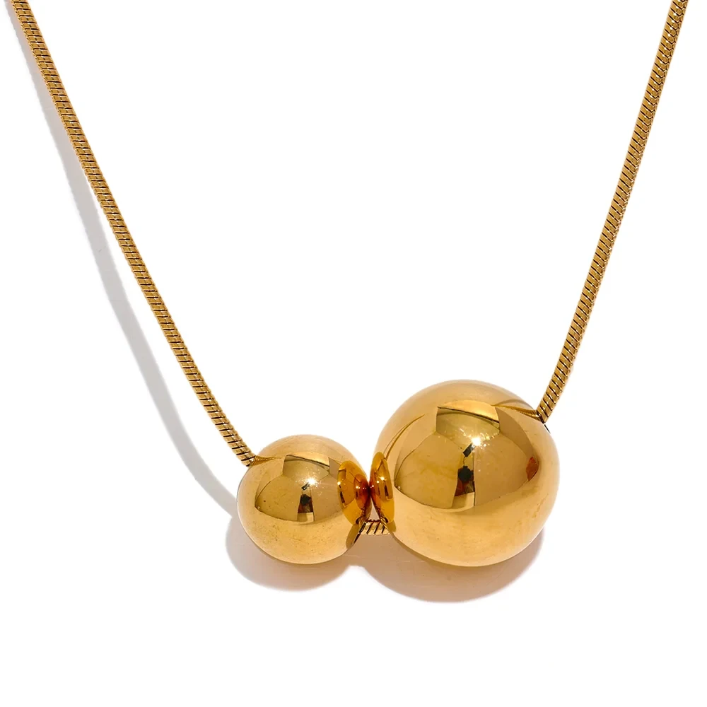 Bellartini Gold Round Ball Beads Pendant Necklace WP Venice