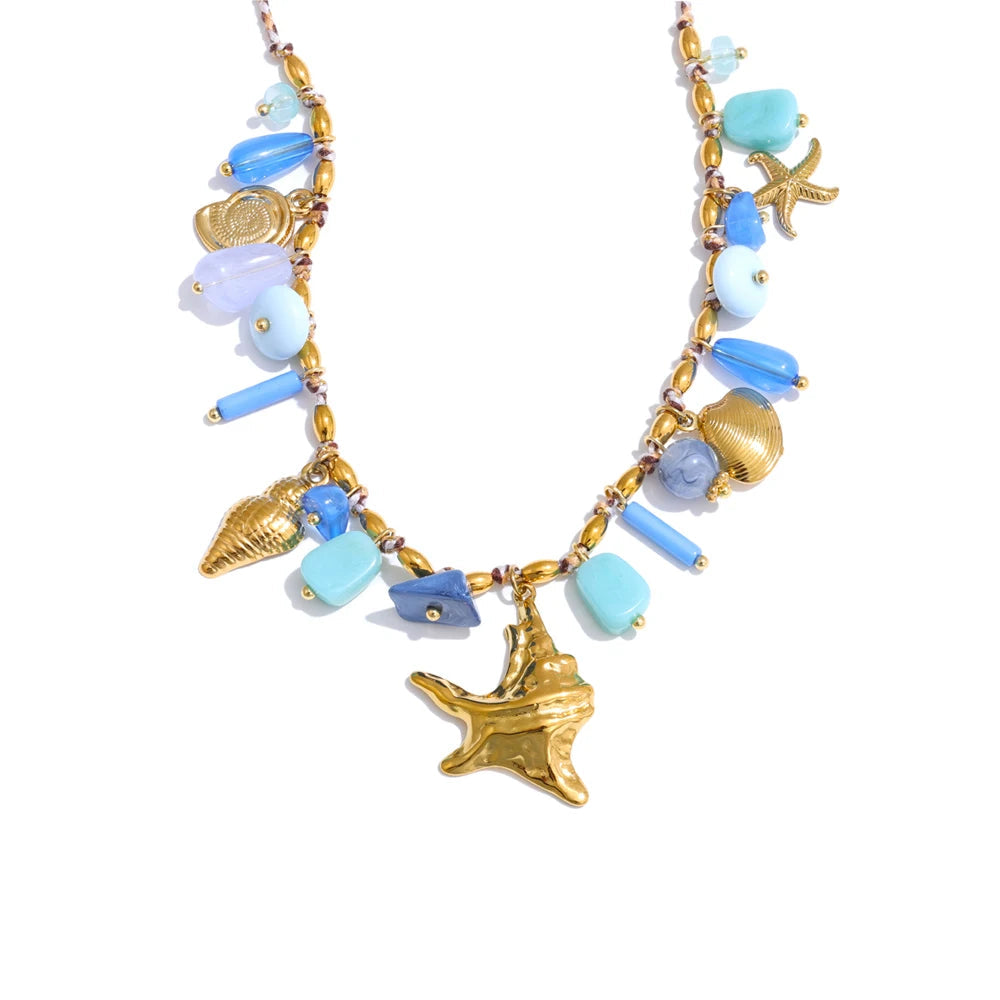 Bellartini Florence Gold  Ocean Style Handmade Exquisite Blue Necklace