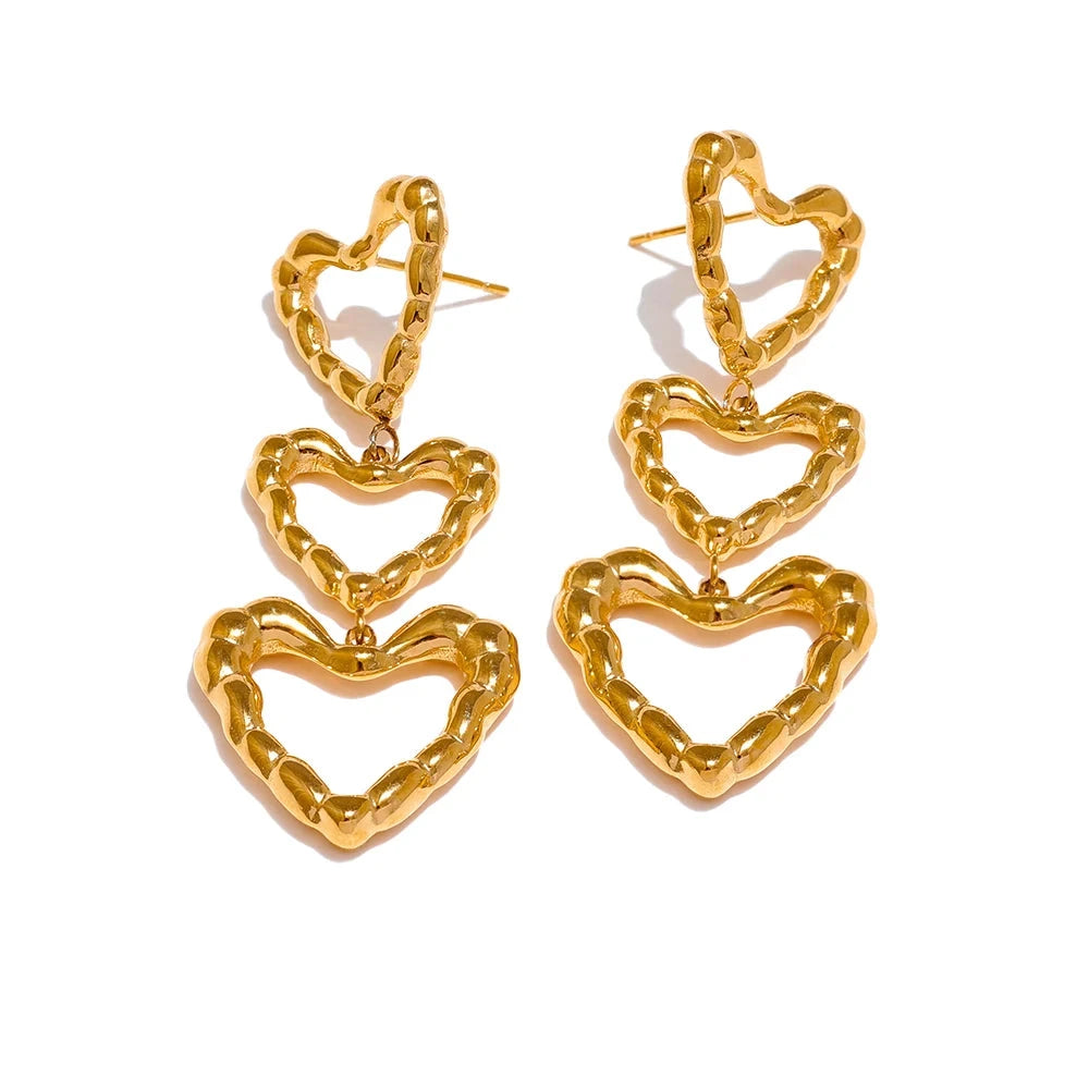 Bellartini Gold Popular Heart Love Hollow Drop Earrings WP