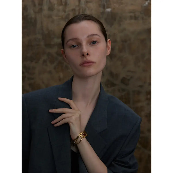 Bellartini Gold Hollow Wide Cuff Bracelet WP Venice