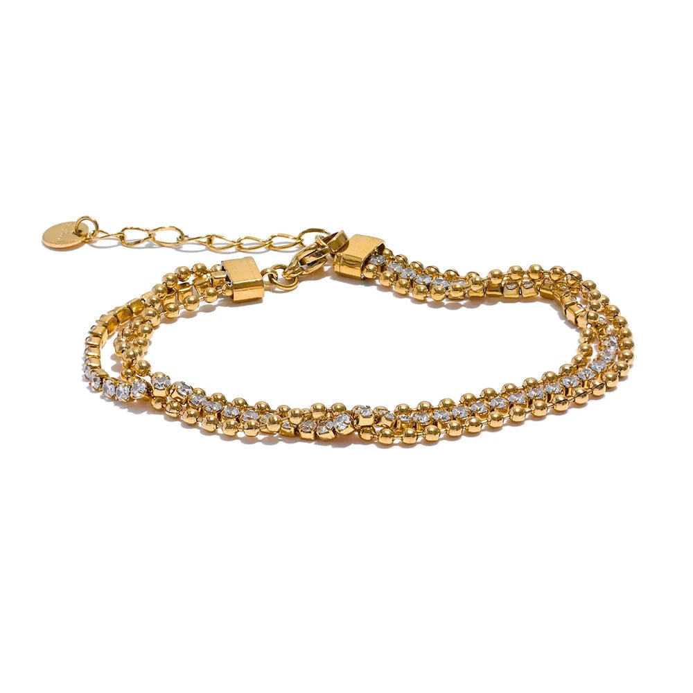 Bellartini Gold Trendy Cubic Zirconia Chain Layered Bracelet Venice