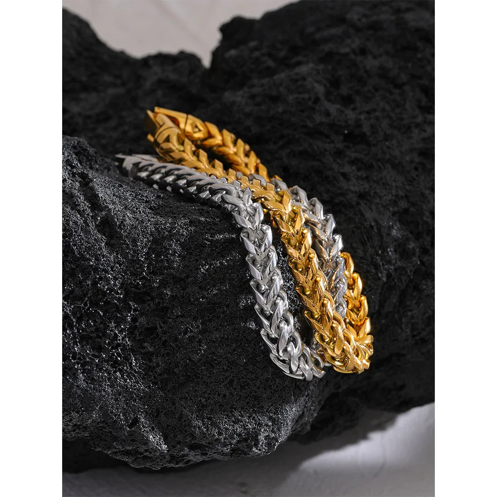 Bellartini Gold 235*8mm High Quality Round Chain Men Bracelet