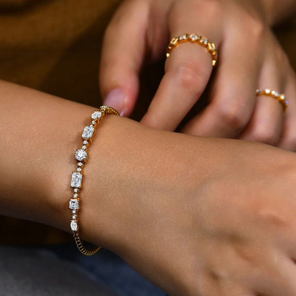 Bellartini Gold S925 Sterling Silver Luxury Moissanite Bracelet D Color