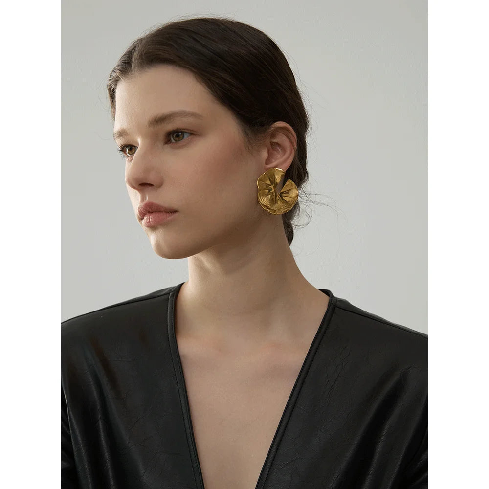 Bellartini Gold Creative Flower Big Stud Earrings