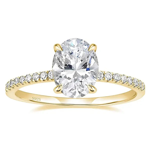 Bellartini Venice 3CT 925 Sterling Silver Oval Cut Cubic Zirconia Promise Ring