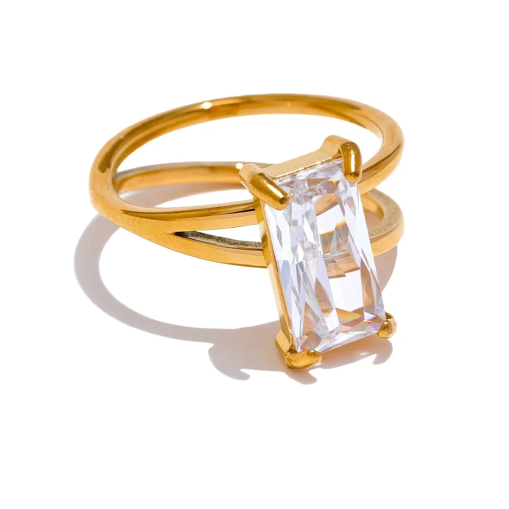 Bellartini 18k Gold Bling Cubic Zirconia Ring