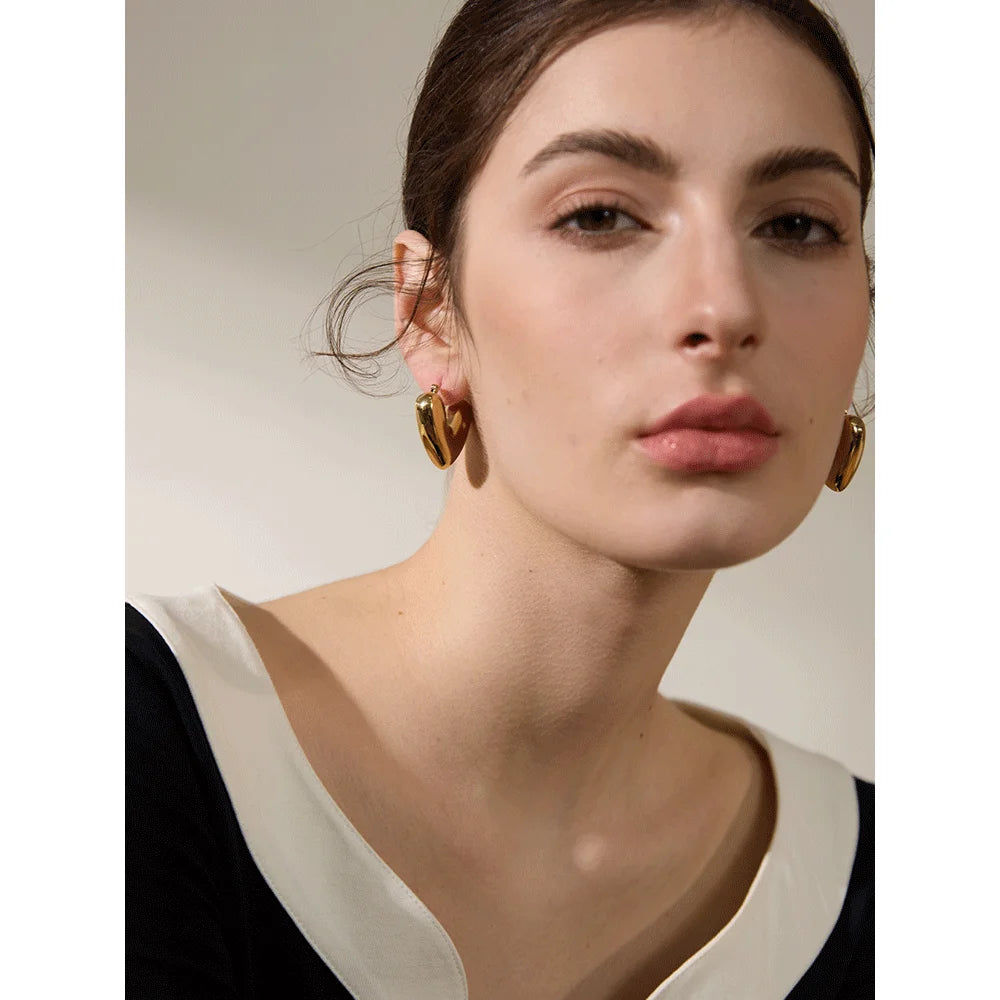 Bellartini Gold Fashion Heart Chunky Hoop Earrings