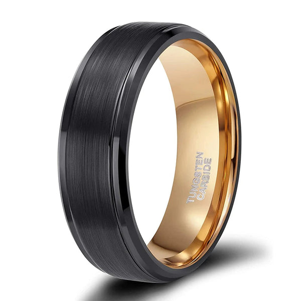 Bellartini Naples Black and Rose Gold Tungsten Ring for Men
